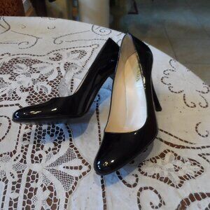 Prada Black Calf Patent Leather Heeled Pumps Size 37B